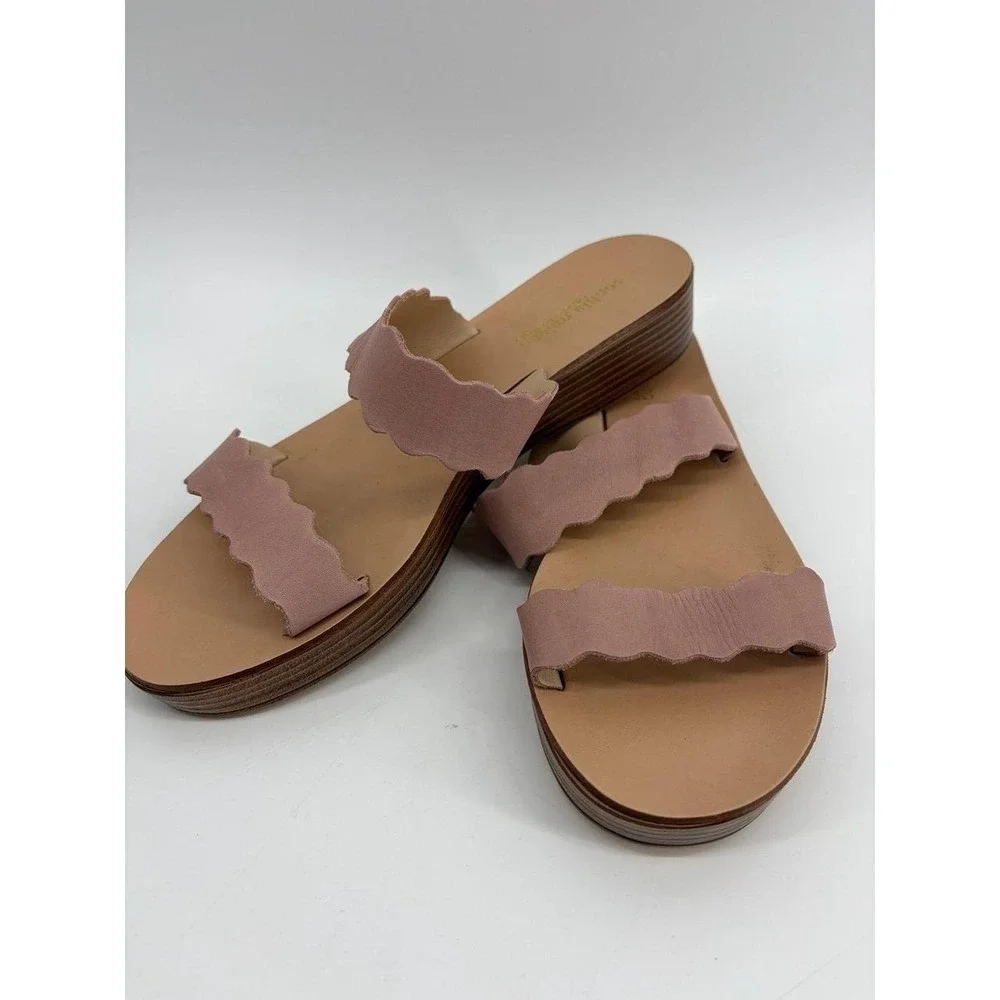 Sophia Milano Sandals, Rose Pink Flats Leather, Made in Italy, Women's Size 9.5